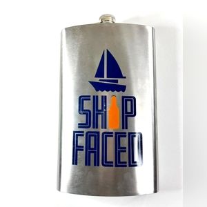 Ship Faced Stainless Steel Oversize Flask 64 OZ